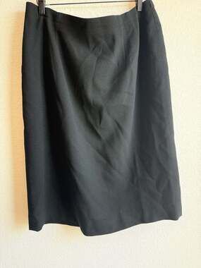 Vintage Talbots Black Wool Blend Pencil Skirt Lined with Slit Size 16